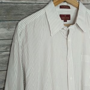 Nordstrom Dress Shirt Maroon White Size 17.5 - 34